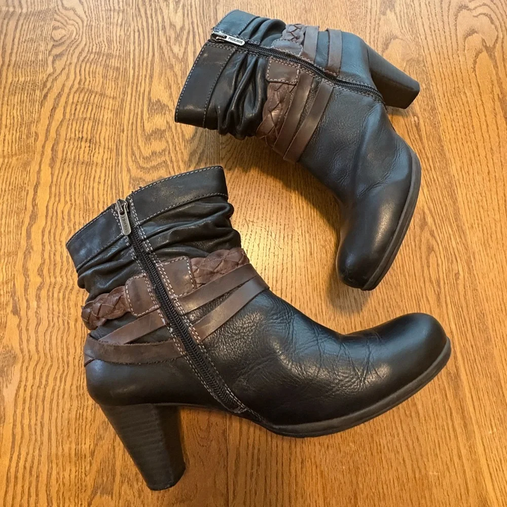 PIKOLINOS Brown leather Verona Strappy ankle boots Sz 41 US 10.5 Black Brown